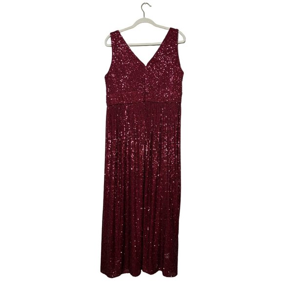 Morgan & Co. Sequin Knit Sleeveless Gown Size 18W Merlot Burgundy Red New - Picture 4 of 12